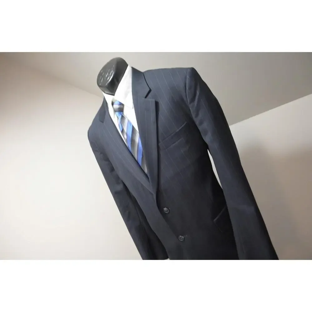 Jos A‎ Bank 100% Wool Striped 2 Piece Suit Pants Jacket Mens Sz 38 x 32 44 L
